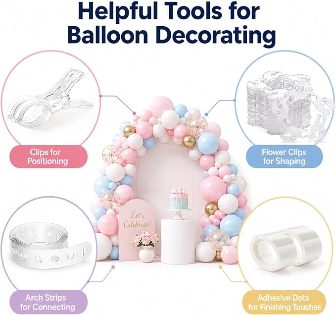 15 Pack Balloon Arch Clips, 3.5" Clear Spring Clamps - Image 8