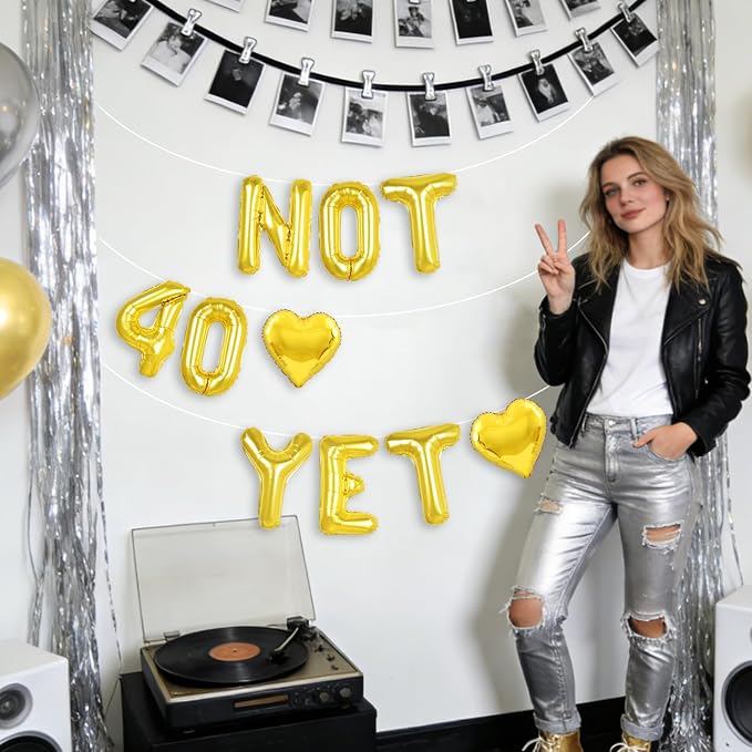 Gold Not 40 Yet Banner, 16 in letter NOT 40 YET Balloons 39th Birthday - Image 5