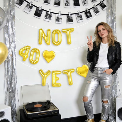Gold Not 40 Yet Banner, 16 in letter NOT 40 YET Balloons 39th Birthday - Image 5