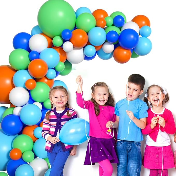 Blue Green Orange Dinosaur Balloon Arch, Boys Birthday, Baby Shower Decorations - Image 6