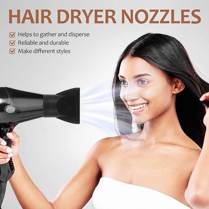 Beaupretty 2pcs Universal Hair Dryer Nozzle Attachment For Salon Styling Concentrator And Diffuser Tips For Blow Dryers For Curly Hair Hairdressing Accessories Black