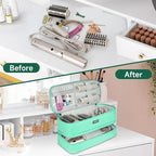 Travel Carrying Case Compatible with Shark Flexstyle/FlexFusion/Hair Dryer,Double-Layer Hair Hot Tools Storage Bag Fits for Dyson Airwrap Styler/Supersonic Hair Dryer and Attachments,Mint Green