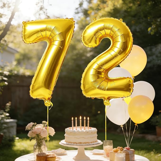 40 Inch Number 72 Balloons for 72nd Birthday Party Decorations, 0-100 Gold - Image 3