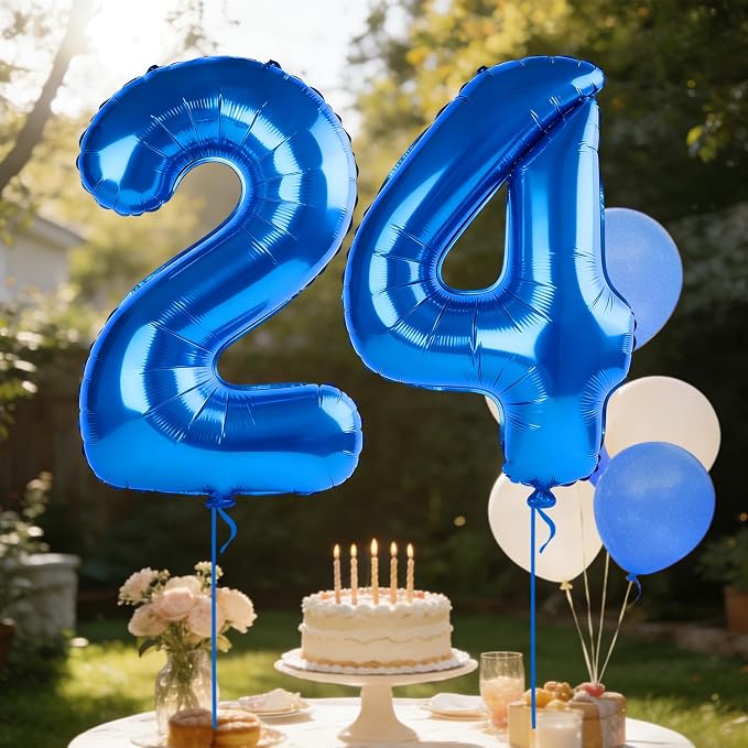 40 Inch Number 24 Balloons for 24th Birthday Party Decorations, 0-100 Dark Blue - Image 3