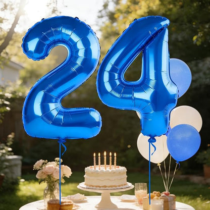 40 Inch Number 24 Balloons for 24th Birthday Party Decorations, 0-100 Dark Blue - Image 3