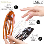 RC ROCHE 6 Pcs Flat Hair Clips Big Claw for Thick Hair French Duckbill Women No Slip Side Slide Curved Alligator Concord Strong Grip Hold Volume Lay Down Clamp, Large Clear Brown & Black
