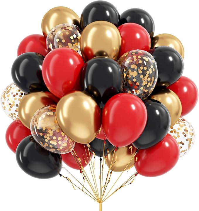 Red Black and Gold Balloons by Vicduotex