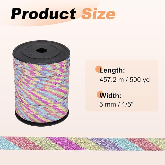 PATIKIL Glitter Curling Ribbon 500yds x 1/5" Plastic Balloon String Ribbon | - Image 2