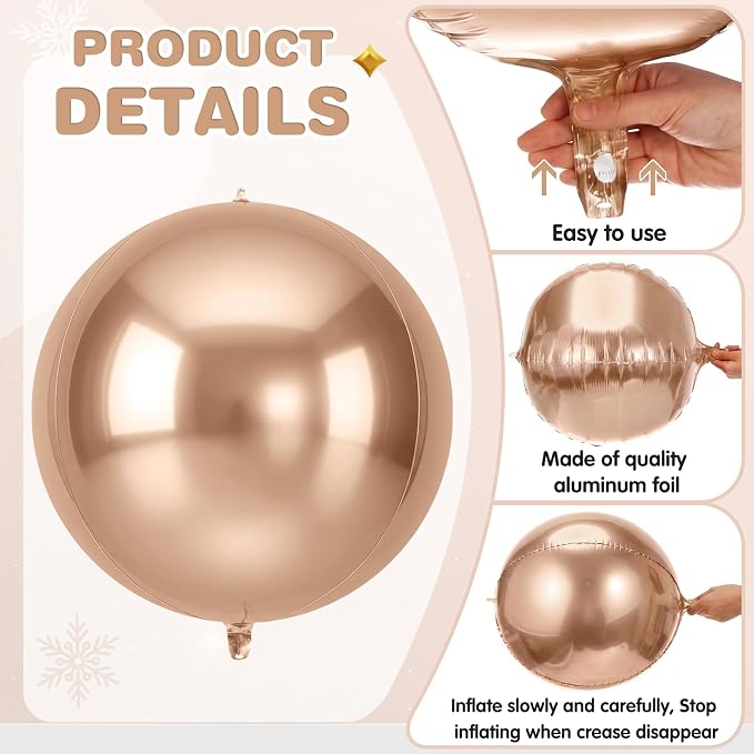 Jenaai 30 Set Round Foil Balloons Bulk 22 Inch 4d Metallic Giant Balloons Set - Image 6