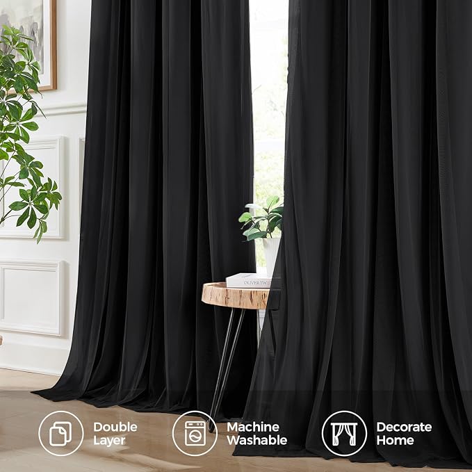 100% Blackout Curtains for Bedroom, Double Layer Black Curtains, Room Darkening - Image 6