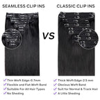 Seamless Clip in Hair Extensions Real Human Hair, Straight Remy Human Hair Clip in Extensions, Natural Soft Human Hair, PU Skin Weft, 8Pcs 120g, 30inch #1B Natural Black