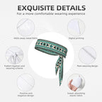 Men Women Beauty Skinny Sports Sweatbands Head Accessories for Running Fitness Shower, Long Multi Style Teal Turquoise Tribal Navajo Aztec Geometric Ethnic Pattern Head Ribbon Headwear