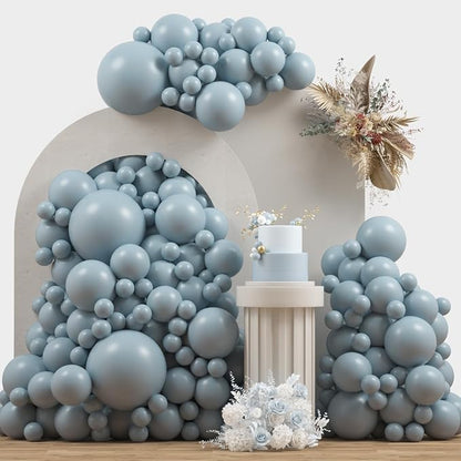 Dusty Blue Double Stuffed Balloons Different Size 115Pcs 5/10/12/18" Slate by JZCZOEB