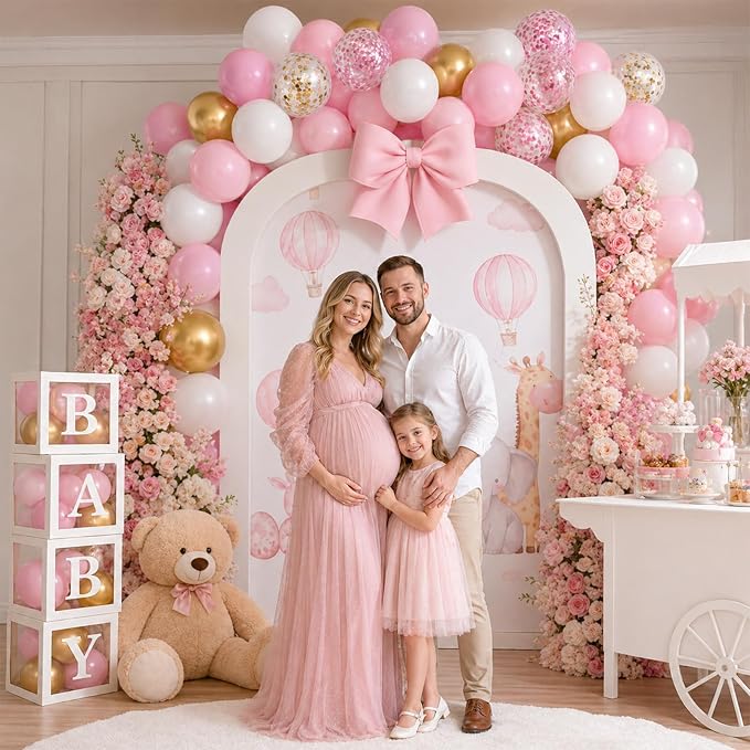 Balloons Pink Gold Confetti, 60 Packs 12 Inch Pink White Metallic Gold Balloon - Image 3