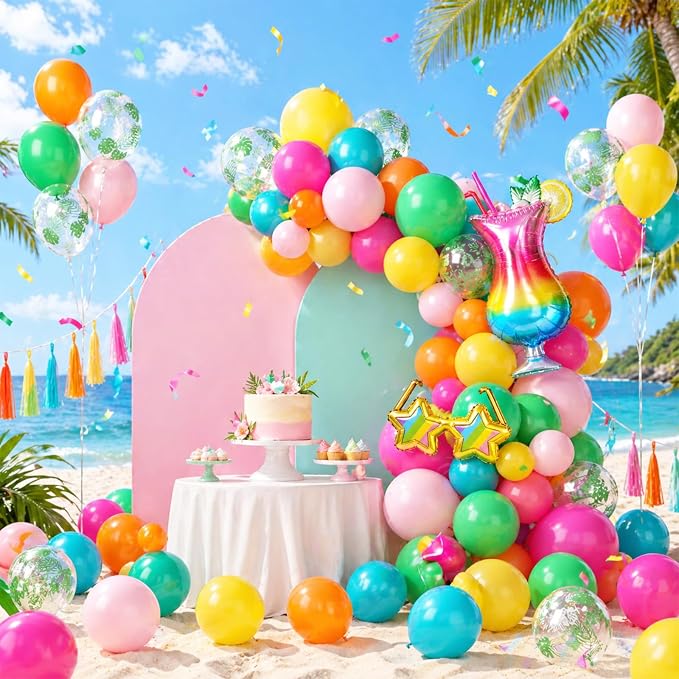 Hawaiian Balloons, 12 Inch Colorful Tropical Balloons - Image 6