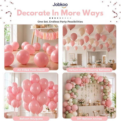 Jobkoo Dusty Pink Balloons 12 Inch, Vintage Retro Blush Pink Latex Balloon | - Image 4