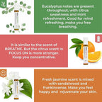 Benatu Essential Oil Blends Set (Breathe, Focus on, Happiness), Natural Aromatherapy Roll On for Massage, Body Skin Care, Home - Natural Fragrance Gift Roller for Women and Men