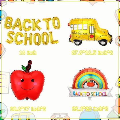 18 PCS Welcome Back To School Balloons, Back To School Banner And School Bus - Image 2