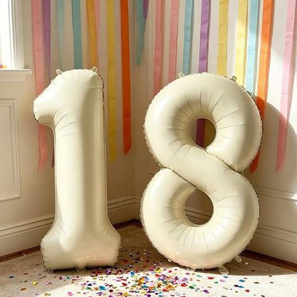 10 Pcs Number Balloons 32 Inch Cream White 0-9 Number Mylar Foil Balloons Cream - Image 5