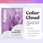 Hally Hair Color Cloud Hair Dye (Purple Avalanche) - Demi-Permanent Foam Hair Color for Women & Men - Mess-Free & Long-Lasting Hair Dye Kit, Hair Coloring Products Wash Out in 4-6 Weeks, Vegan