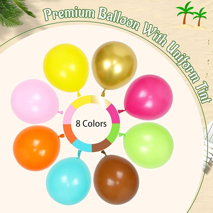 176pcs Tropical Luau Balloon Arch Kit in Pink Green Gold Orange Teal Yellow | - Image 3