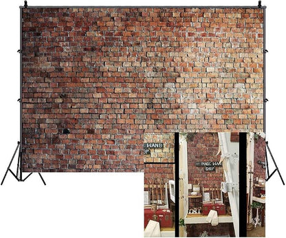 9x6ft Vintage Red Brick Wall Backdrop by Unknown