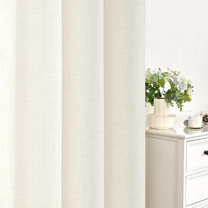 YoungsTex 68 Inch Length Ivory Linen Curtains - Image 7