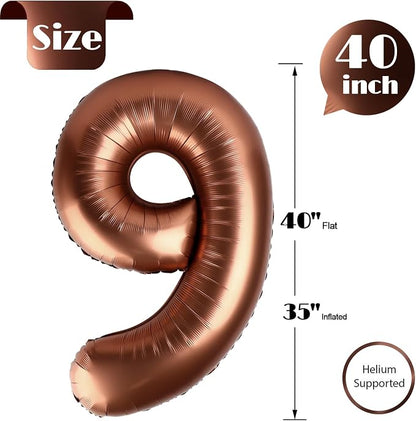 Coffee Brown Number 9 Balloon 40 Inch - Image 5