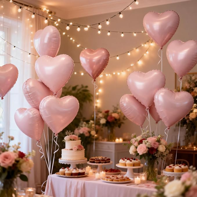 Baby Pink Cream Heart Balloons, Pastel Pink Helium Balloon - Image 6
