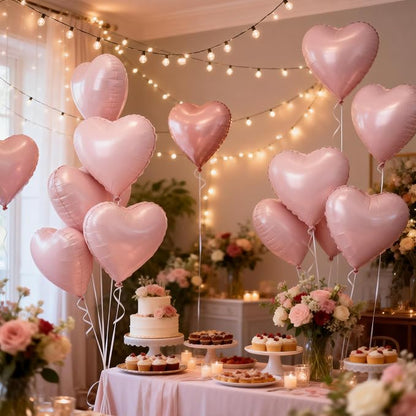 Baby Pink Cream Heart Balloons, Pastel Pink Helium Balloon - Image 6