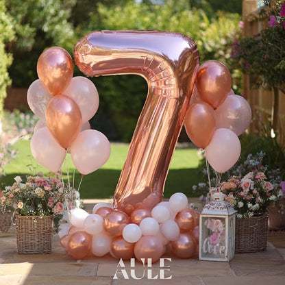 AULE 40 Inch Rose Gold 7 Balloon Number Foil 0-9 Birthday Big Numbers | - Image 4