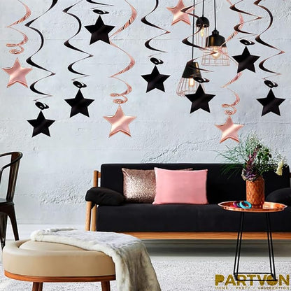 Rose Gold Black Hanging Swirl Decorations - Image 7
