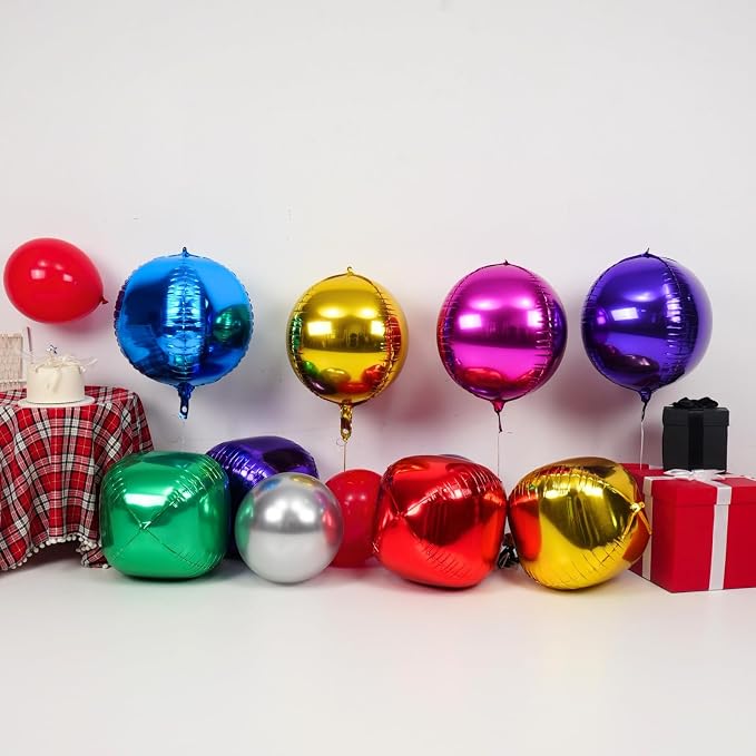6Pcs Colorful Round Foil Balloons, Giant 4D Round Ball Balloon, 22 Inch Large - Image 3