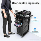 Salon Stylist Rolling Trolley Cart with 6 Drawers, Lockable Beauty Storage Organizer Tool 7 Layer, Space Saving Hair Salon Free Standing Storage Cabinet Barber Station for Hair Stylist Hairdresser