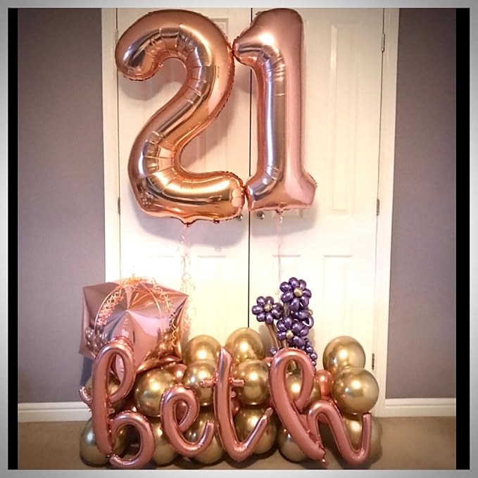 40 Inch Rose Gold 20 Number Balloons Giant 20 Balloons Rose Gold Birthday 20 - Image 5