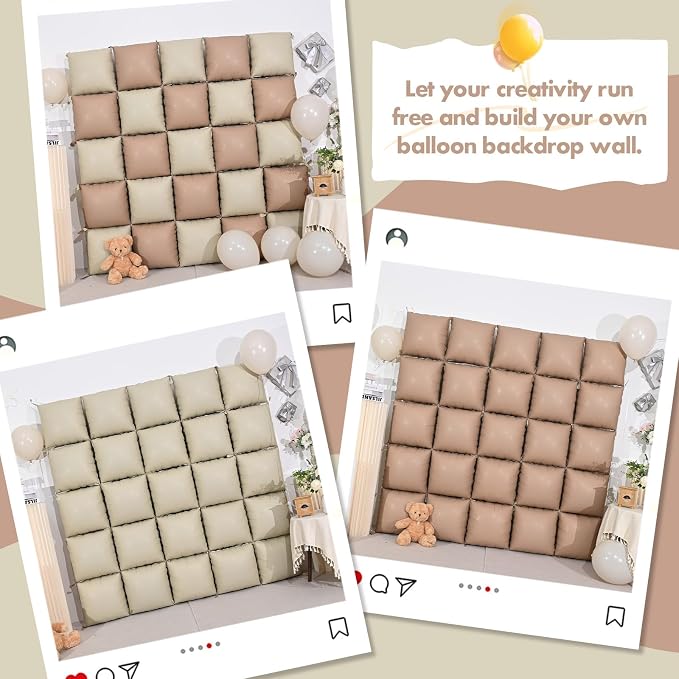 HILAVO Cream Square Foil Balloon Wall - Image 3