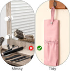 Hot Iron Holder Mat with Comb Hair Tool Organizer Heat Resistant Bag Hanging Curling Iron Flat Holder with Zip Hair Straightener Mat Pouch Portable Hot Hairs Tool Travel Bag for Curling Flat Irons