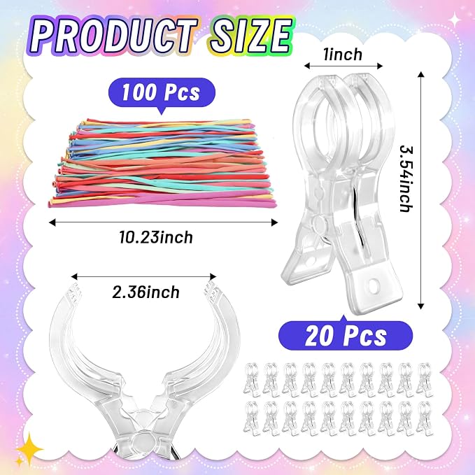 20 Pack Balloon Arch Clips, 3.5" Plastic Transparent Backdrop Spring Clamps - Image 2