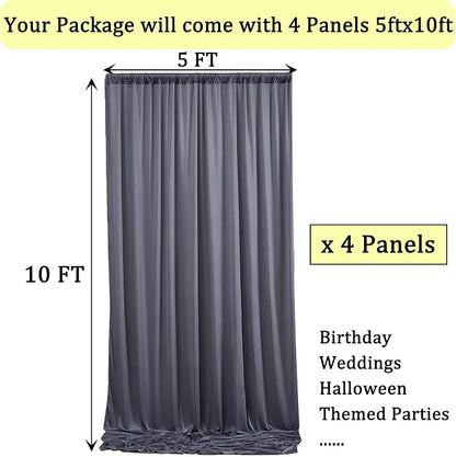20ft x 10ft Wrinkle Free Charcoal Backdrop Curtain - Image 6