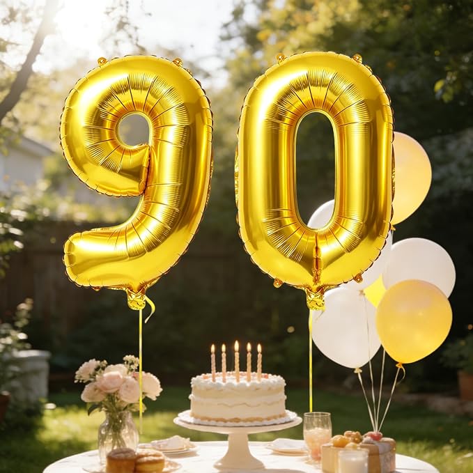 40 Inch Number 90 Balloons for 90th Birthday Party Decorations, 0-100 Gold - Image 3