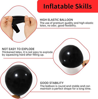 RUBFAC Red and Black Balloon Arch Kit 140pcs | Red Black and Metallic Silver - Image 4