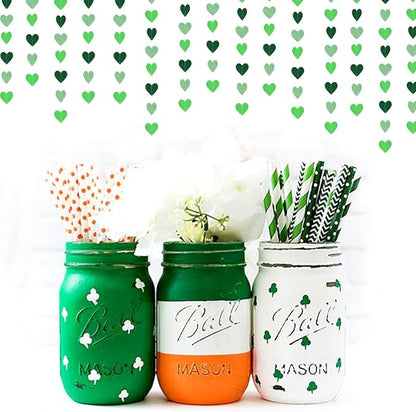 Green Party-Decorations Heart Paper-Garland Streamers-Banner - 52Ft St Patricks - Image 7