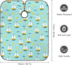 Large Long Salon Barber Cape, Sailboats Blue Haircut Hairdressing Cloth Apron Haircut Barber Gown for Home Stylists