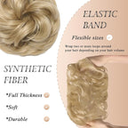 Large Messy Bun Hair Piece Curly Synthetic Extensions Scrunchies Fake Chignon Updo Hairpieces for Women Natural Blonde Balayage