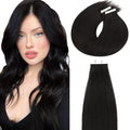 Lacer Real Human Hair Tape in Extensions - 12 Inch Natural Black Invisible Tape in Human Hair Extensions, Seamless Double Skin Weft 50g 20pcs