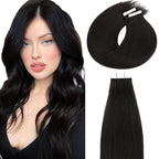 Lacer Real Human Hair Tape in Extensions 24 Inch Black Invisible Tape in Human Hair Extensions Seamless Hair Extensions Natural Black 50g 20pcs