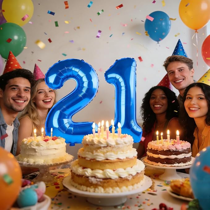 40 Inch Number 21 Balloons for 21st Birthday Party Decorations, 0-100 Dark Blue - Image 2