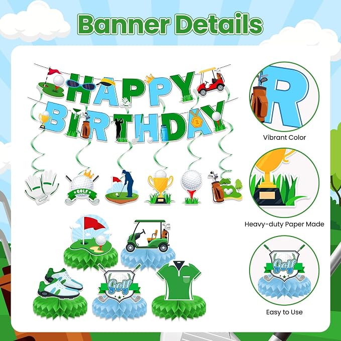 Golf Birthday Decorations Serve 24 Masters Party Supplies | Golf Plates - Image 5
