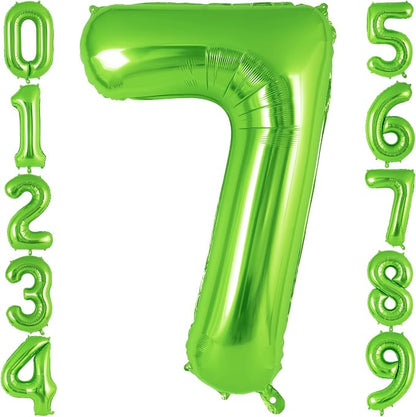 Green Number 7 Balloon 40 Inch, Big Large Foil Helium Number Balloons, Jumbo by AIQINHU