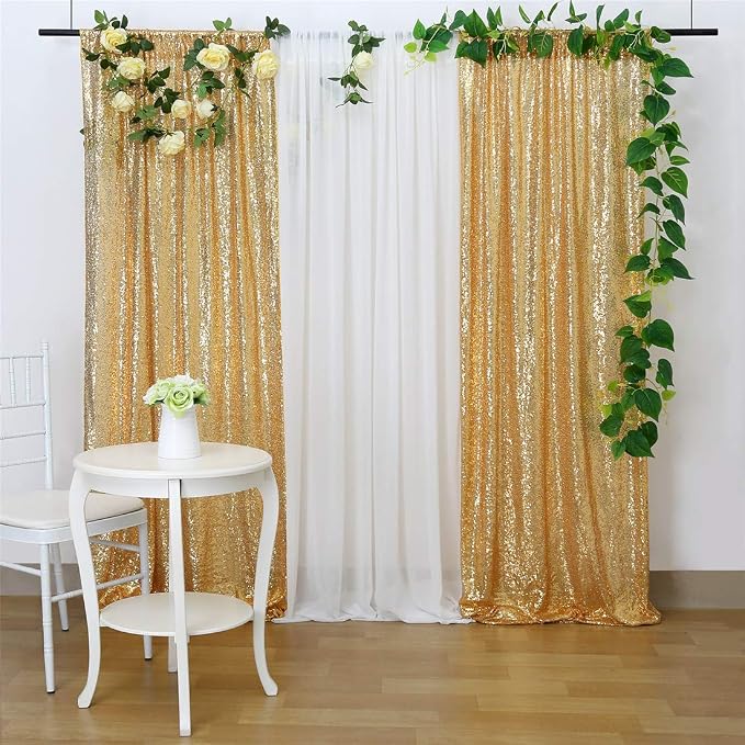 Sequin Backdrop Curtain 4 Pcs 2ftx8ft Wedding Ceremony Background Backdrop - Image 6